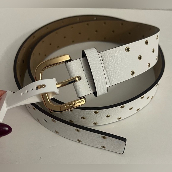New MICHAEL KORS White & Gold Adjustable Belt Size Large - Picture 14 of 16